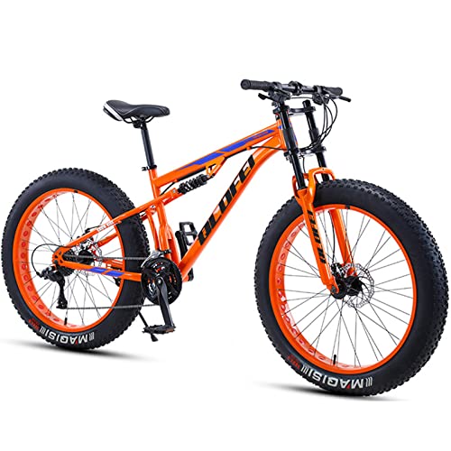 Fat Tire Bikes for Men 26 Inch,Fat Tire Mountain Bike for Women 21Speed Full Suspension Dual Disc Brake Adult Big Tire Bike Trail Beach Cruiser Bikes All Terrain Mountain Winter Snow Bike