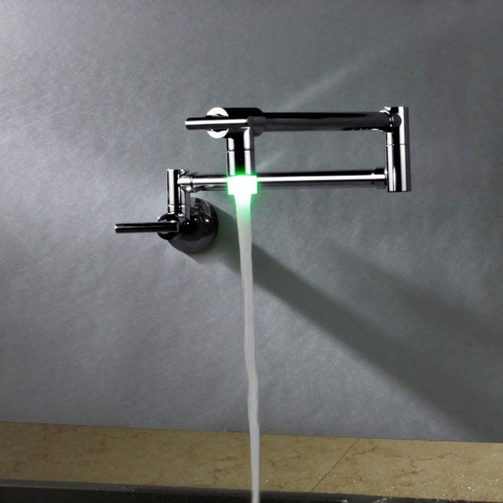 Grifos de Cocina Grifo (Agua) Grifo ； Grifo ； Grifo LED Grifo de Cocina Monomando montado en la Pared Totalmente de Cobre Monomando Universal Plegable Caliente y frío (rociado de Agua)