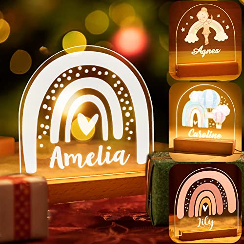 Personalized Boho Rainbow Nursery Night Light For Baby, Name Lamps Customize Led Acrylic Bedroom Decor Night Light, Baby Shower Xmas Decoration Christmas Gifts For Children Girls Boys Baby #TOP4