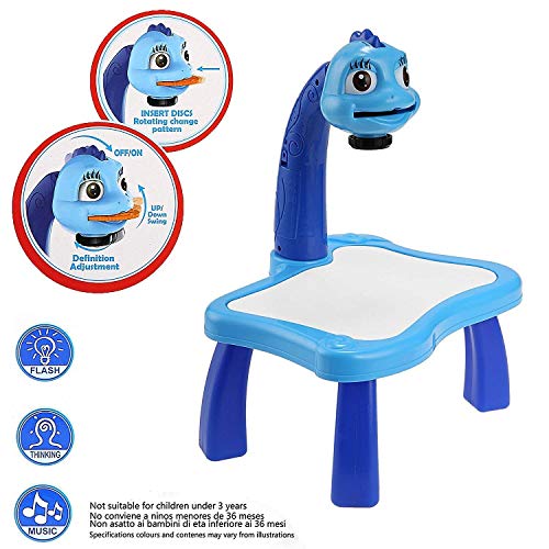 Image of Vikrida Painting Toy Fun Learning Desk Set, Multi-Function Kids Electric Projector Lamp, Blue Color
