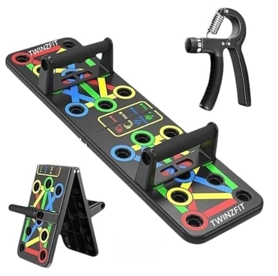 Image of Pushup Board, 15 in 1 Push Up Stand, Multi-Function Flex Board for Chest, Triceps, Shoulder, Back Muscles, Home Workout Gym Equipment, with Handgripper Multicolor (Combo 2)