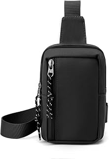 Mini Sling Bag for Men/Women, Waterproof Utility Crossbody Backpack Chest Bag for Hiking Travel Sports Running (Black)