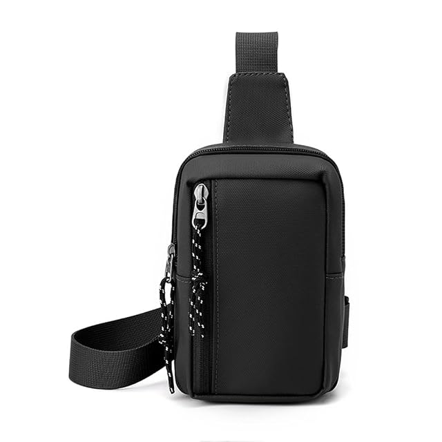 Mini Sling Bag for Men Women Waterproof Utility Crossbody Backpack Chest Bag for Hiking Travel Sports Running Black
