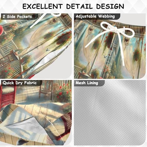 Seaside Balcony Boys Swim Trunks Quick Dry Toddler Swimsuit Boy Bathing Suits Board Shorts Swimwear M Multi3