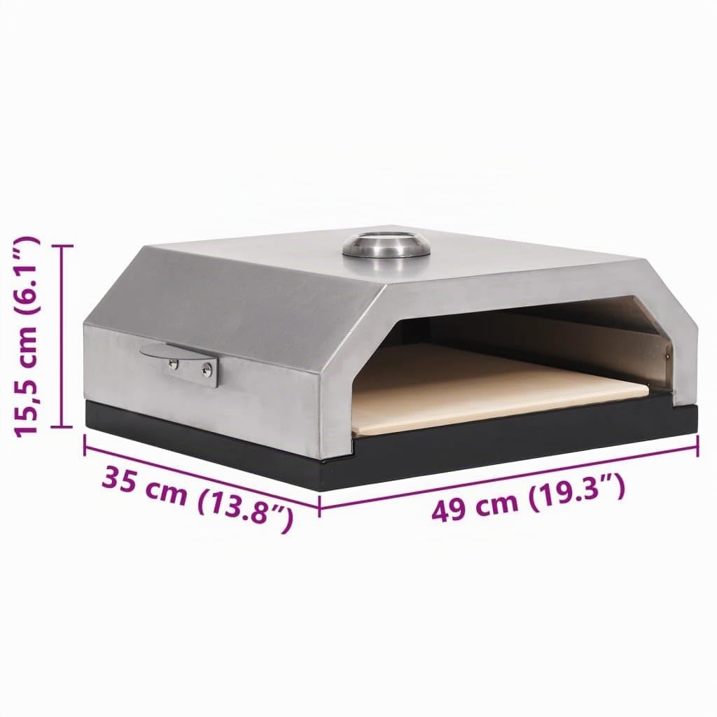 vidaXL Horno de Pizza con Piedra de Cerámica para Barbacoa Utensilio Cocina Plancha para Asar Tostador de Rápido Calentamiento Carbón Gas