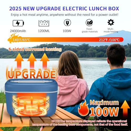 VYRALOFT Cordless Electric Lunch Box,24000mAh Battery Powered Self Heating Lunch Box,1.2L Portable Food Warmer With Removable Divider,Insulated Bag & Utensils,For Office & Outdoor Use — view 3