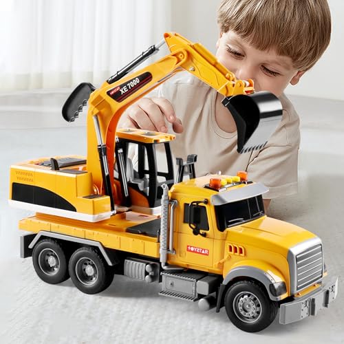 Image of Dwi Dowellin Large Excavator Truck Toy for 3 4 5 6 Year Old Boys,Truck Toy with Sound and Light