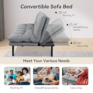 Hcore sleeper bed couchmemory foam futon sofa sofabed classics grey  urban country home decor