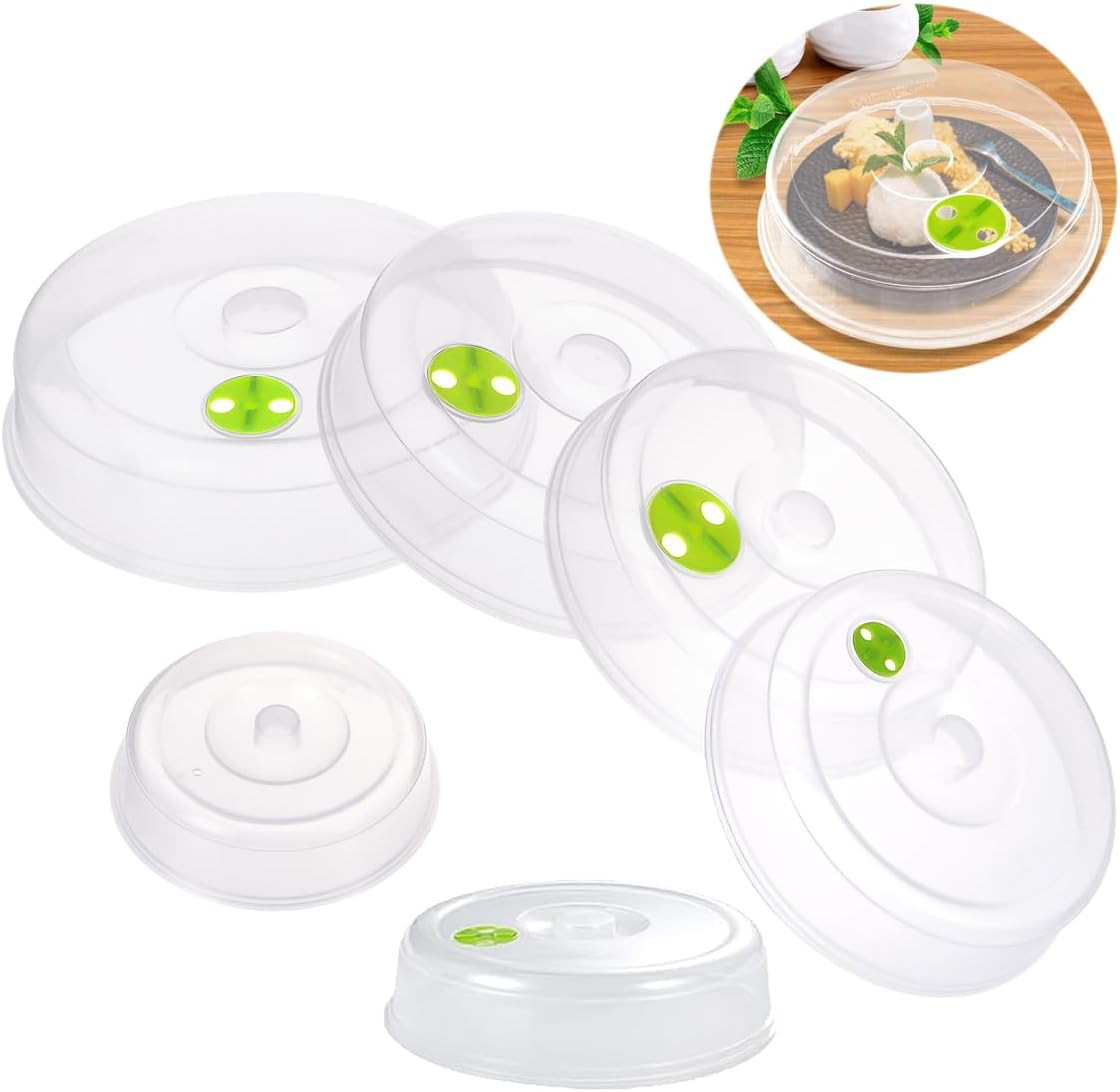 TENINYU Microwave Plate Covers Set of 6, BPA-Free, Mixed Sizes with Adjustable Steam Vents, Splatter Guard for Food Plates and Bowls