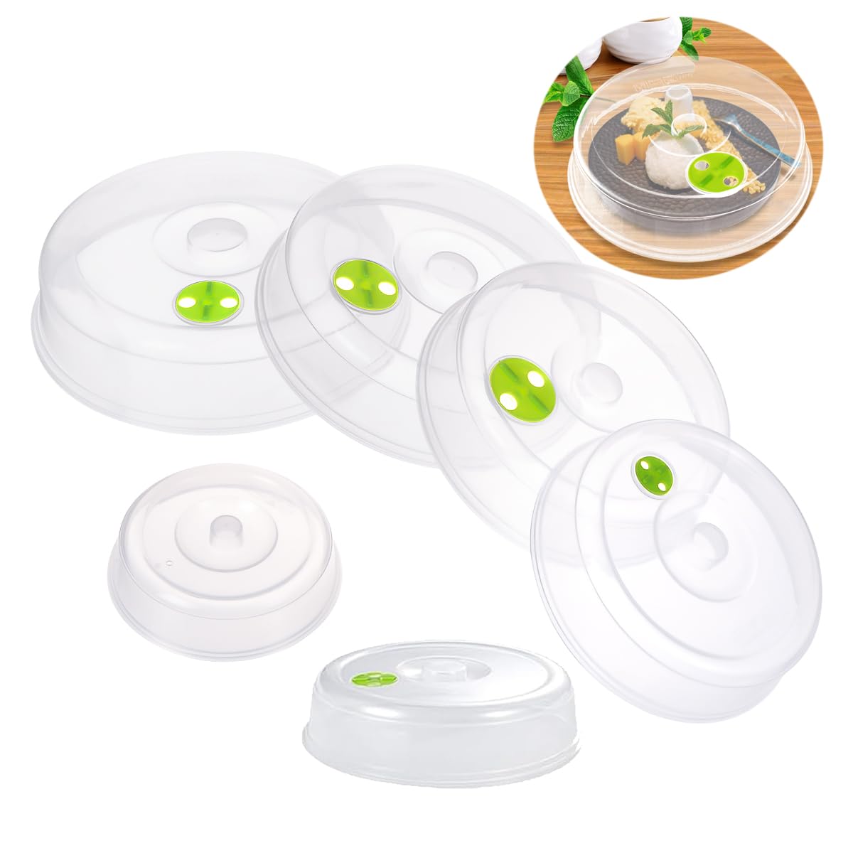 TENINYU Microwave Plate Covers Set of 6, BPA-Free, Mixed Sizes with Adjustable Steam Vents, Splatter Guard for Food Plates and Bowls