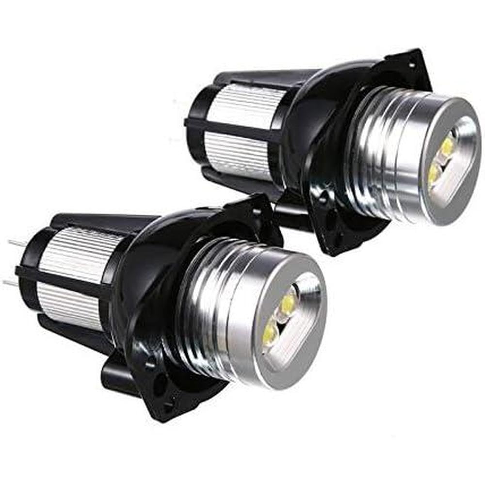 Riloer Angel Eyes Light Car LED Lampadine Halo Ring Marker,Fari Halo Xenon Bianco 6000K, 2 Pezzi Angel Eyes Fendinebbia Rotondi Compatibili con BMW Serie 3,63117161444