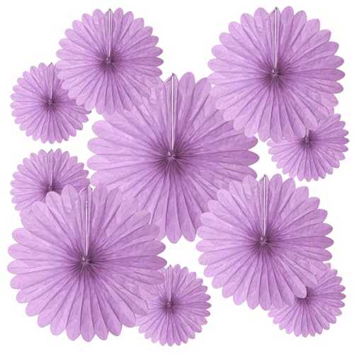 20 Pcs Light Purple Hanging Paper Fan, Round Paper Fans Decorations Set for Weddings, Birthdays, Engagement, Bridal Shower, Baby Shower Event, Graduation, Party Supplies Decor