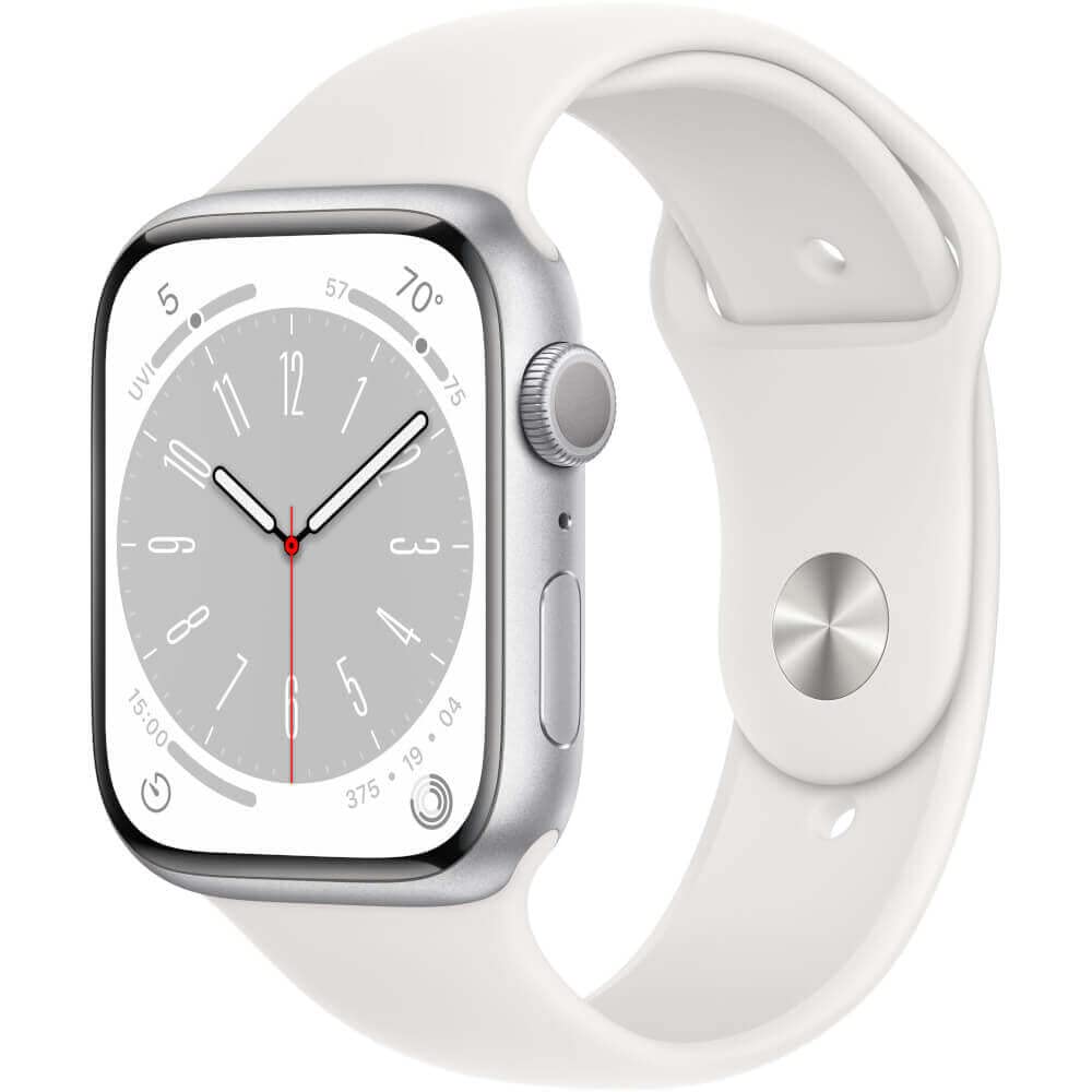 Apple Watch Series 8 GPS, 45 mm, silbernes Aluminiumgehäuse  