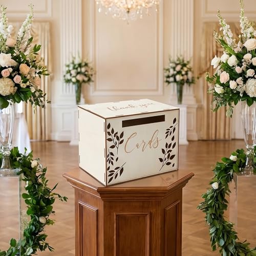 Caja de tarjetas de madera para organizar felicitaciones en bodas 5