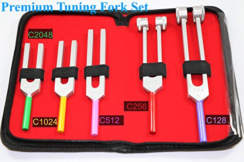 Diagnostic Medical Premium Tuning Fork Set Colored 5pcs with Pouch (CYNAMED)