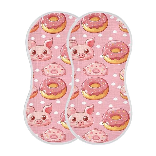 xigua Kawaii Donut Baby Burp Cloths for Newborn Boys and Girls 2 Pack, Soft & Absorbent Cotton Baby Burp Cloth, Baby Washcloths, Newborn Towel, Burp Rags2