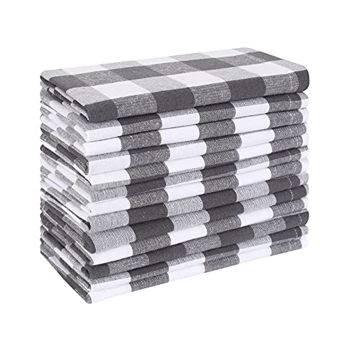 Cloth Dinner Napkin Gingham Plaid Check Fabric-18X18 Charcoal White, Wedding Napkins, Cocktails Napkins, Fabric Napkins, Cotton Napkins, Mitered Corners & Generous Hem, Dinner Napkins Set Of 12 #TOP1