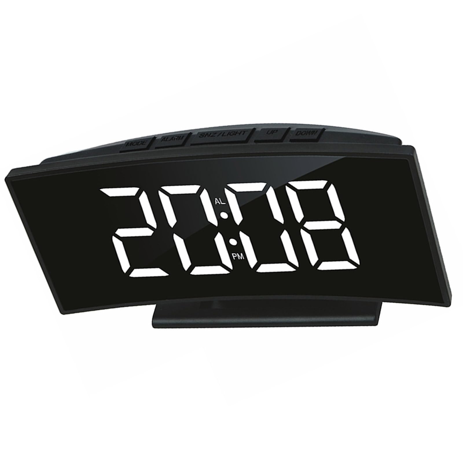 Hrtyvhin Red Led Desk Clock With Curved Display Environmental Light Sensors And Usb Rechargable Port 12 24 Hour Formats Led Curvilinear Alarm Clock