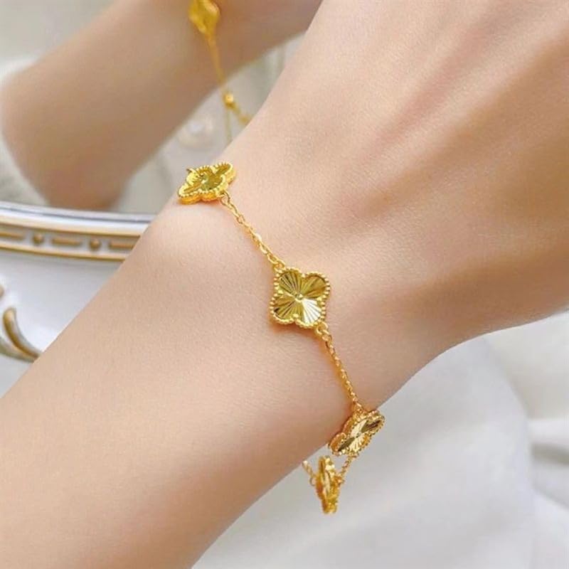 Gold Bracelets for Women, 18K Gold Clover Bracelet, Lucky Four Leaf Link Bracelets, Gifts Trendy for Women, Lucky Bracelet Adjustable4