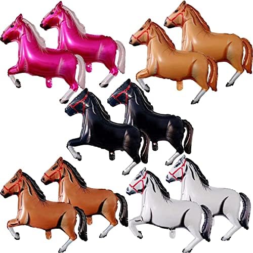 10 PCS Horse Balloon 30 Inches Horse-Shaped Aluminum Foil Balloons 3D Giant Horse Party Decoration for Boys Girls