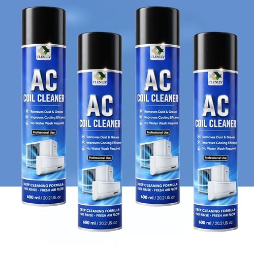 Image of AC Coil Cleaner Foam Spray - Non- Acidic | Heavy Duty | Instant Dirt & Dust Remover | Boosts Cooling Efficiency & Lowers Energy Bills | Professional Grade | 2400ml (600ml x 4Pack)