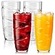 HEFTMAN Plastikbecher 4er-Set - 550 ml Acryl-Trommelgläser mit Wirbel-Design - wiederverwendbare Kunststoffgläser für Garten, Picknicks, Camping, Grillabende, Partys - 4 Stück (Transparent)