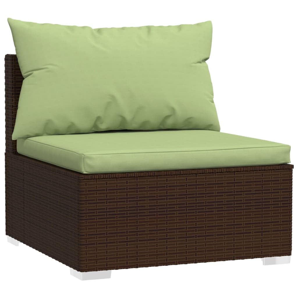 Juego de 7 muebles de jardín de polirratán con cojines, diseño modular, ratán PE impermeable, estructura estable de acero con recubrimiento de polvo, patas de plástico cromadas