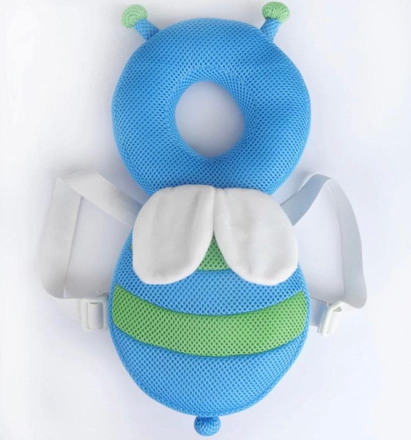 FASSCETE Baby Velvet Head Protector/Safety Pad/Cushion/Back Protection With Flexible Strap For Baby Walkers,Prevent Head&Shoulder From Injuries For Crawling Baby,Toddlers,0-1 Years Age,1 Count,Blue 1