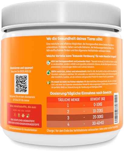 Probiotika Hund - (135 Verdauungssnacks + 9 Milliarden KBE) - Natürliches Supplement bei Durchfall für Verdauung & Darmflora