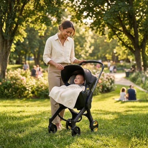 Image of OBABY Convertible Baby Stroller Cum Car Seat, 3 in 1 Foldable Travel System with 5 Point Safety Harness, Adjustable Canopy for Newborn to Toddler