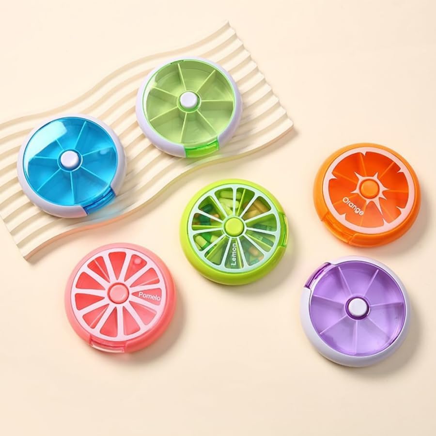 1 estojo portátil para remédios com 7 grades, organizador diário semanal de medicamentos, laranja