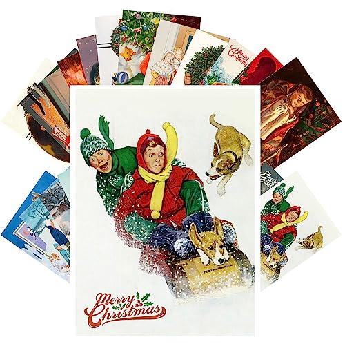 Cartes postales vintage de Noël PIXILUV réimpressions rétro sur papier premium lot de 24