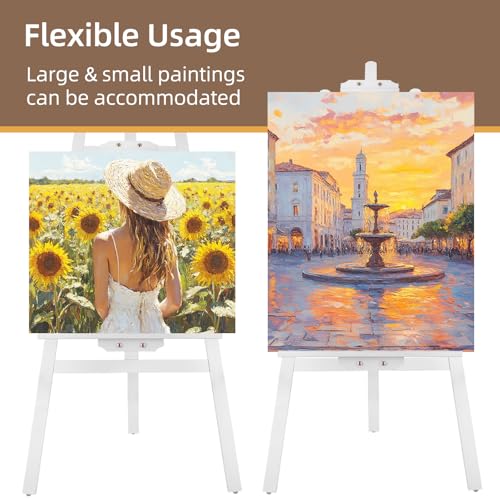 Image of Falling in Art Adjustable Wooden Easel Stand for Painting&Display, White