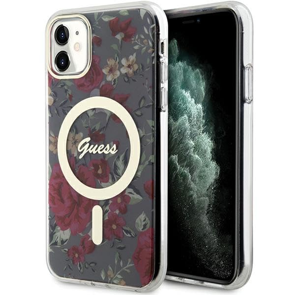 Guess GUHMN61HCFWSA Coque Rigide pour iPhone 11 / XR 6,1" Vert Fleur