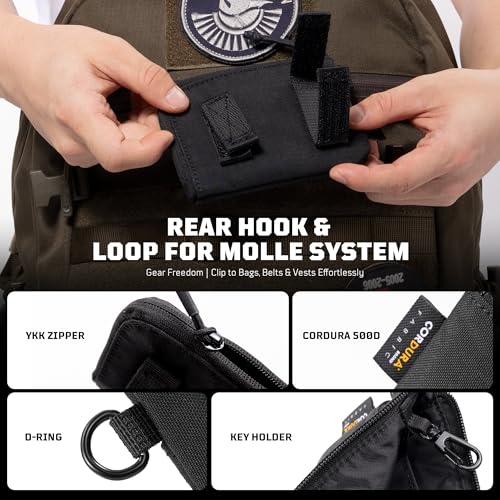 Coin Purse for Men, 500D CORDURA Slim Minimalist Wallet for Men, Small Coin Pouch Purse Change Holder with Zipper Pocket, Key Ring |Tactical Coin Bag2