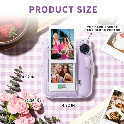 Funda transparente para Fujifilm Instax Mini 12 con correa gris miniatura 3