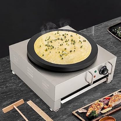 Pfannkuchenmaschine 16-Zoll 1650W Krepp Pfannkuchen Maschine Crepeseisen Crepesplatte Einstellbare Temperatur Zwei Kontrollleuchten Geeignet für Profis und Heimwerker – Bild 6