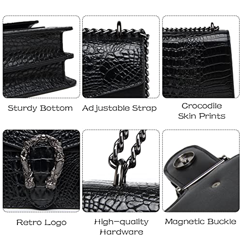 Image of MYHOZEE Crossbody Bags for Women - Snake Printed Clutch Purses Leather Chain Shoulder Bags Evening Handbags