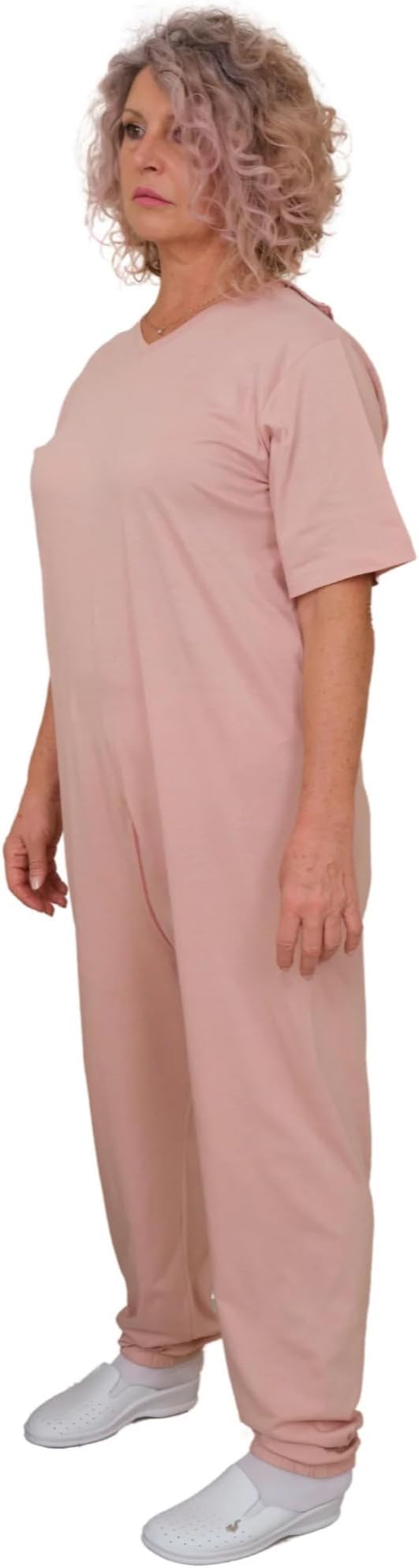FERRUCCI COMFORT Pigiama Sanitario Donna Rosa Femminile con Zip sul Dorso - 9078 MC PL - Manica Corta e Pantalone Lungo, 100% Cotone