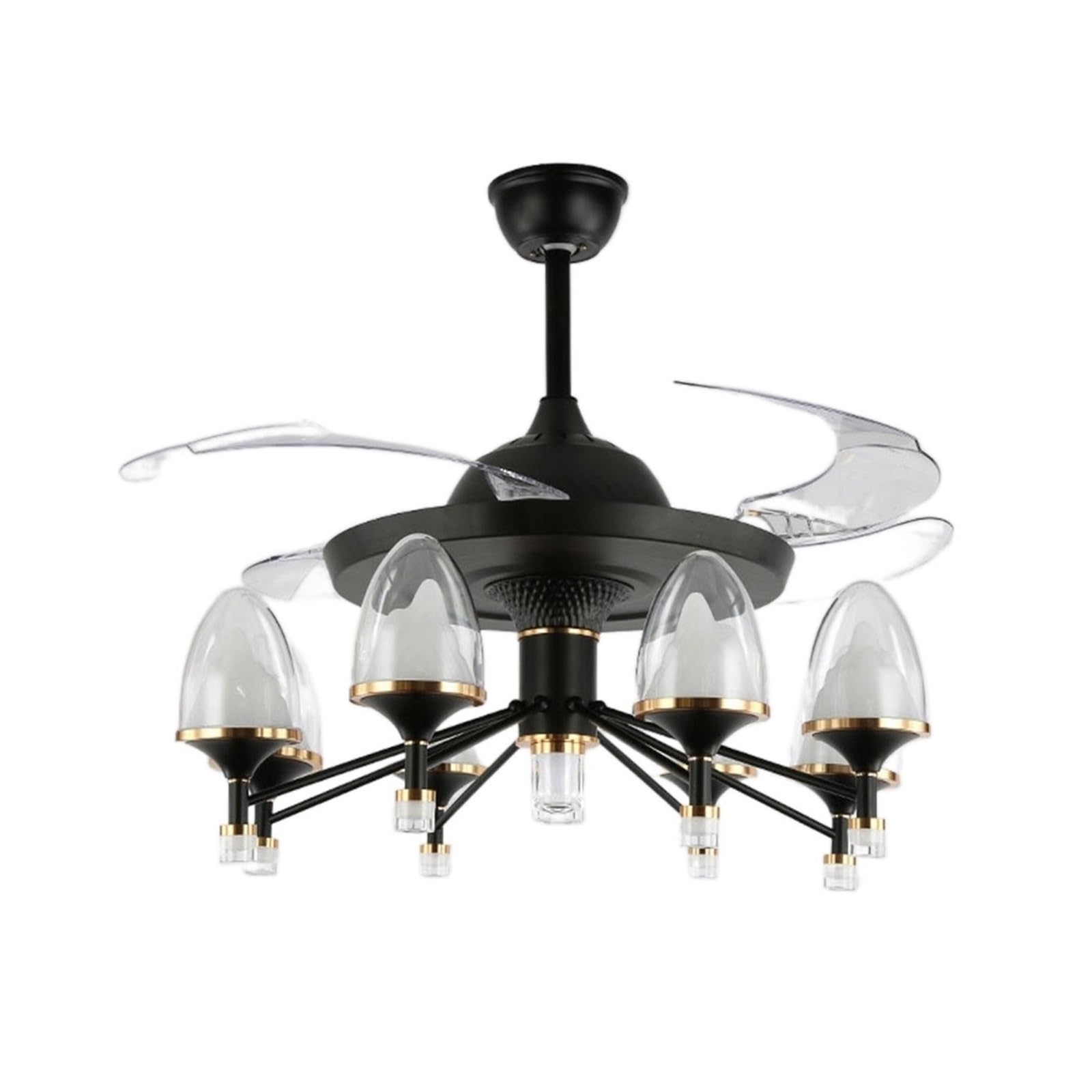 ERETYRET Led Celing Fan Pendant Lamp Light Chandelier Art European Invisible Living Room Nordic Creative Bedroom Dining Retro Quiet Cooling(2,Remote Control,42inch)