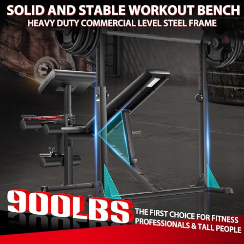 OPPSDECOR Weight Bench Set with Squat Rack, Olympic Workout Bench with Barbell Rack, Adjustable Incline Decline Bench, Professional Bench Press Set with Preacher Curl, Leg Developer and Detachable - Thumbnail 7