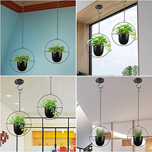 Aerwo Black Hanging Planters For Indoor Plants Set Of 2, Metal Hanging Plant Holder With Hanging Pot And Chains, Mid Century Modern Wall And Ceiling Hanging Plant Pot Flower Pot For Home Decor #TOP6