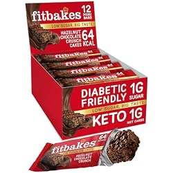 Fit bakes Mini Hazelnut Chocolate Bars, 1 Net Carb Low Sugar Keto, 12x19g | Diabetic Chocolate, Keto Snack, Diabetic Sweets, 64 Calorie Low Calorie Bars, Low Carb, No Added Sugar, Crunch Cake, Fitbakes