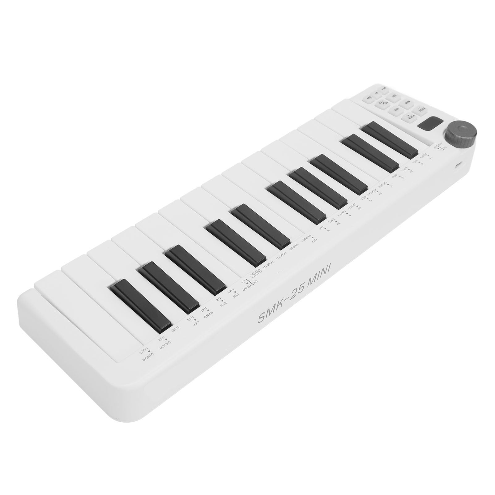 Controlador de Teclado MIDI con 25 Teclas Sensibles, Alimentado por USB, Conexión Inalámbrica, Diseño Portátil para Músicos y Productores