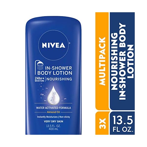 NIVEA-Nourishing-In-Shower-Body-Lotion-Non-Sticky-For-Dry-to-Very-Dry-Skin-135-fl-oz-Bottle-Pack-of-3 Nivea Nourishing In Shower Lotion, Body Lotion for Dry Skin, 13.5 Fl Oz Bottle(Pack of 3)