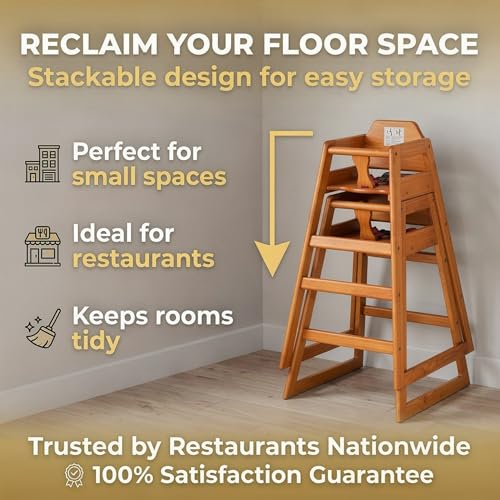 Image of Walnut Wooden Bar Height Restaurant High Chair - Stackable Rubberwood Dining Chair for Bar Height Tables, Easy-Clean Finish, Commercial Restaurant Seating