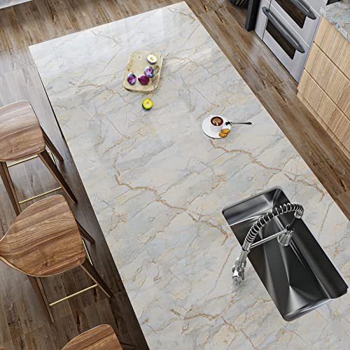 VaryPaper Peel and Stick Marble Wallpaper Glossy Marble Contact Paper for Kitchen Countertops 40cm x 800cm Sticky Back Plastic Vinyl Wrap for Furniture Backing Wallpaper for Living Room Bathroom - Image 3