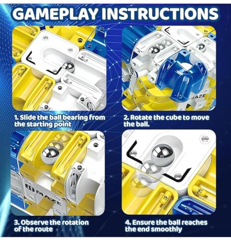 Image of 3D Maze Cube Ball Puzzle Game for Kids & Adults - Labyrinth Brain Teaser Toy for Logical Thinking & Spatial Skills (Multicolor)