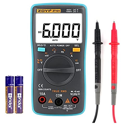 Digital Multimeter, 6000 Counts LCD True-RMS Voltmeter, Voltage Tester for Voltage, Current, Resistance, Frequency, Capacitance, Duty Cycle, Continuity, Diode, Transistors, Electric Voltmeter Tester Cover