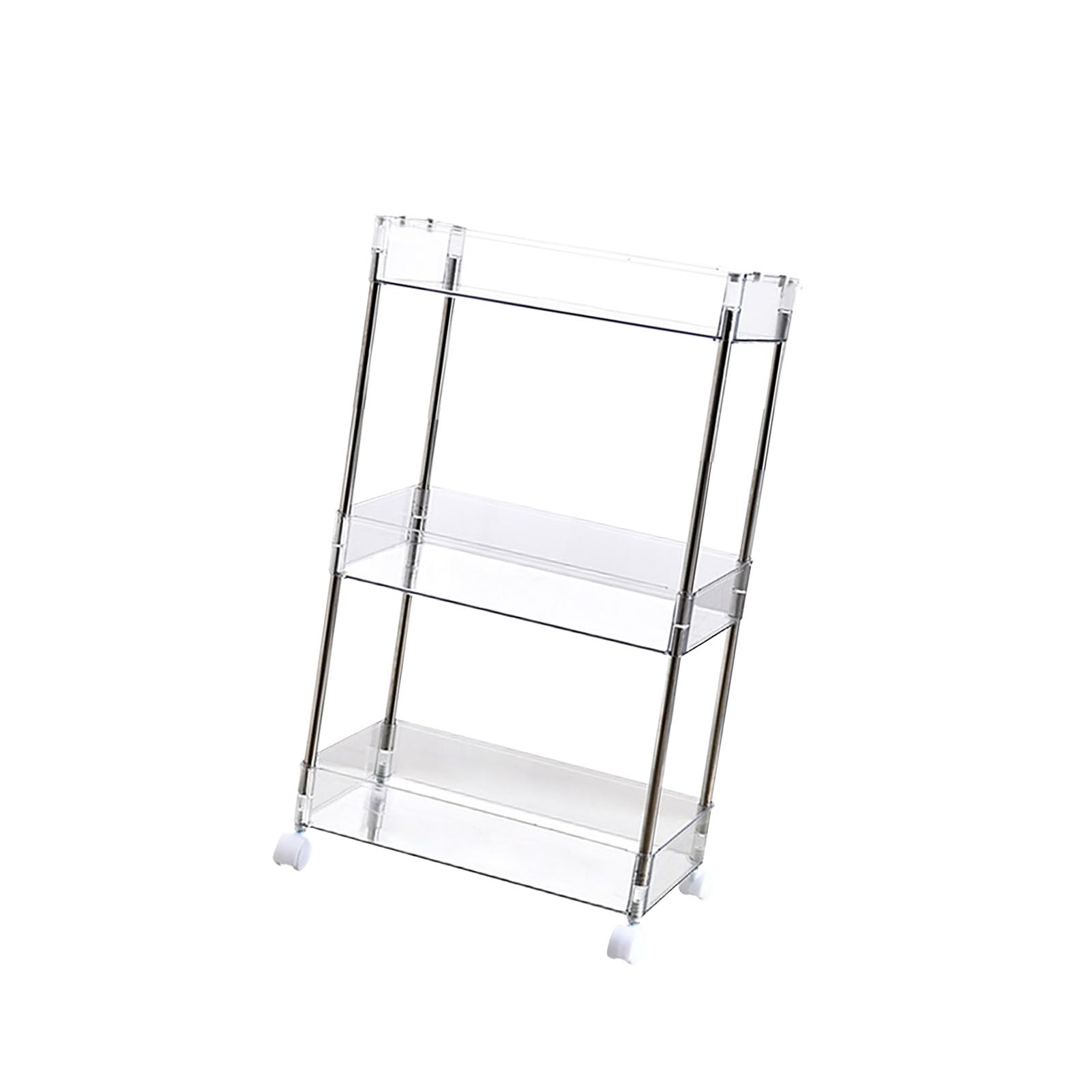 Carrito de almacenamiento de acrílico delgado con ruedas, organizador transparente para cocina, baño, dormitorio, sala de estar, (3 capas)